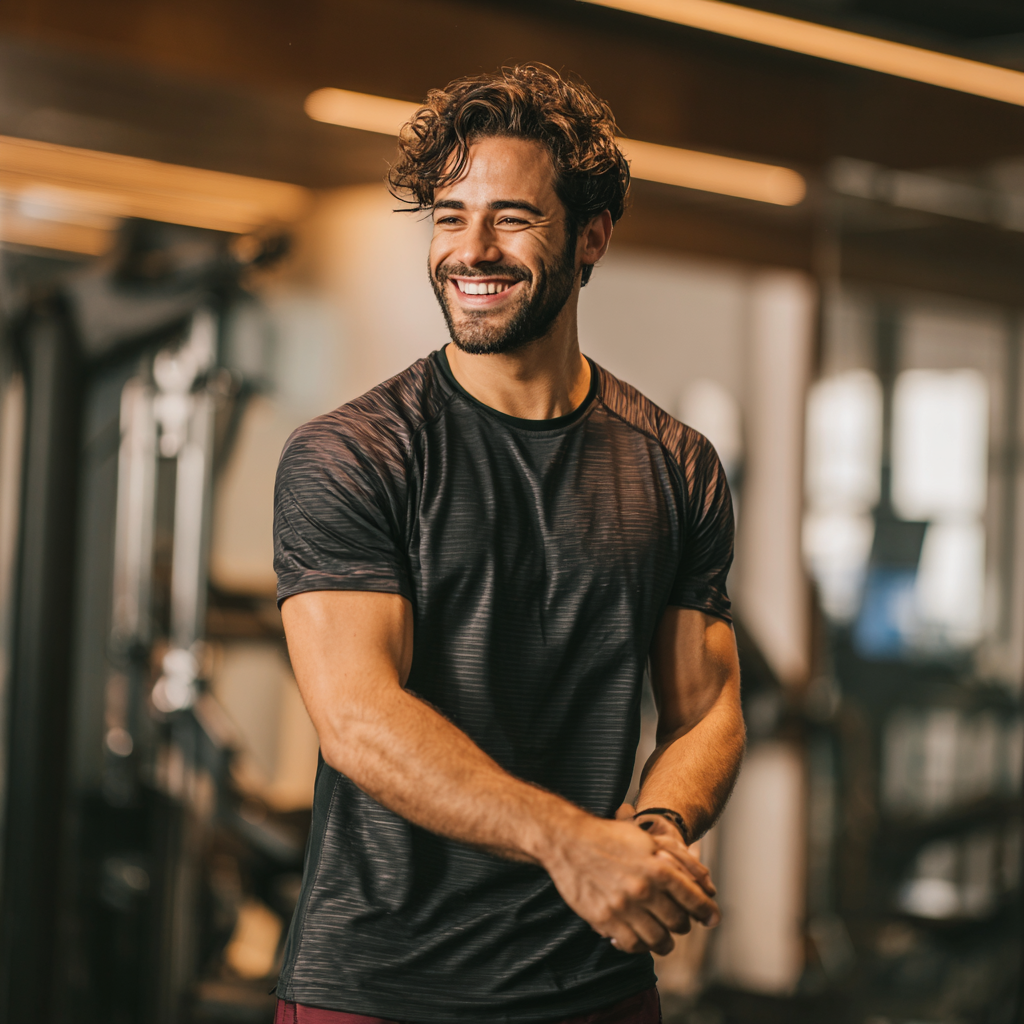 Gülümseyen genç Türk kadın fitness antrenörü, beslenme danışmanlığı ve kadın fitness uzmanı, 28-32 yaş arası